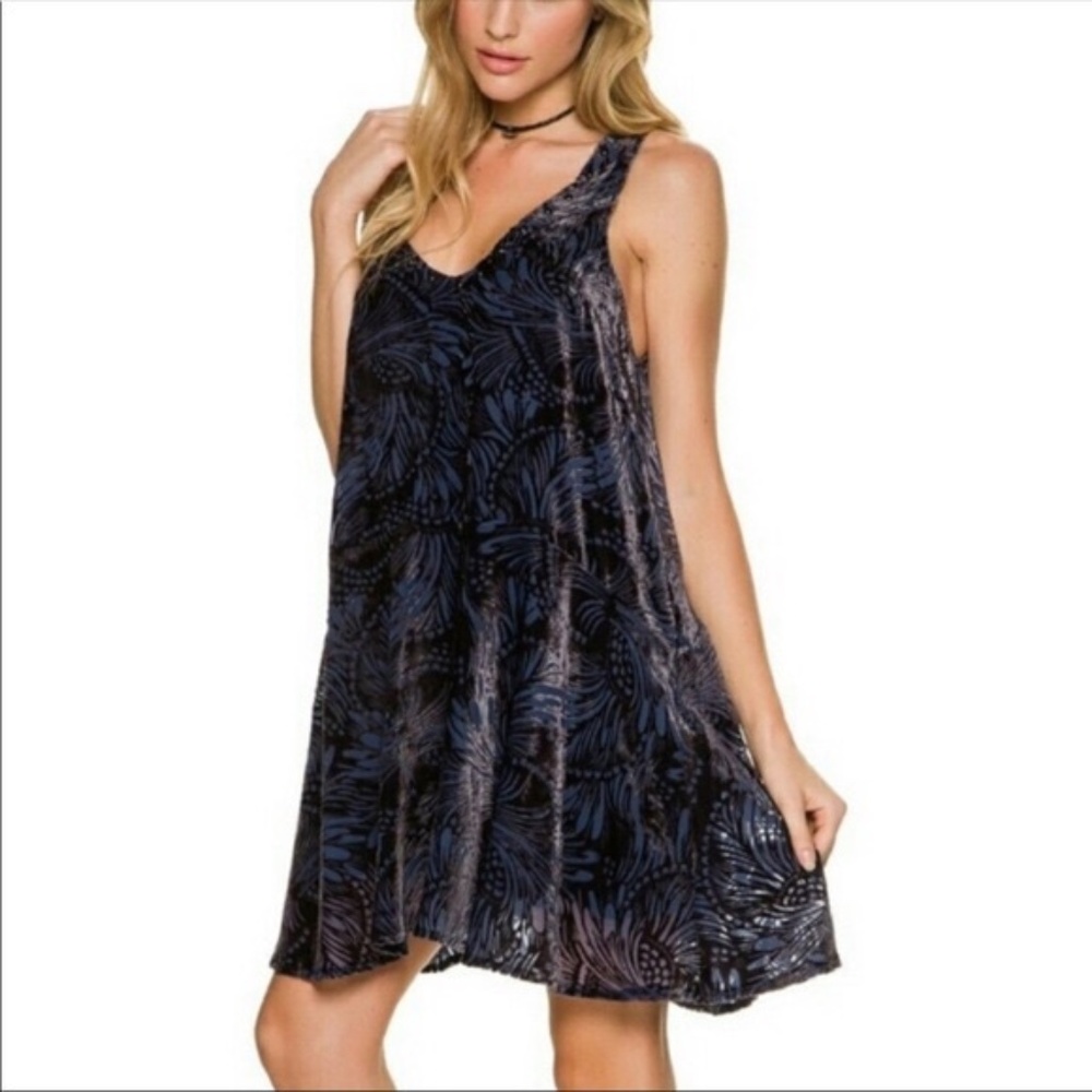 Free People | Ellie Burnout Tunic Dress Blue M